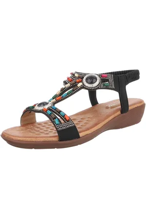 Ital-Design Bequeme Damen-Sandalen mit Perlenverzierungen – Sommer 2023 Riemchensandalette (89368782) Keilabsatz/Wedge Keilsandaletten in - Verkäufer: