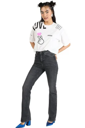 Colins Girlfriend-Jeans 797 Adel Flare Fit Slim Cut High Waist Flare Leg Schwarze Damen-Jeansh - Verkäufer: MegaMerchant
