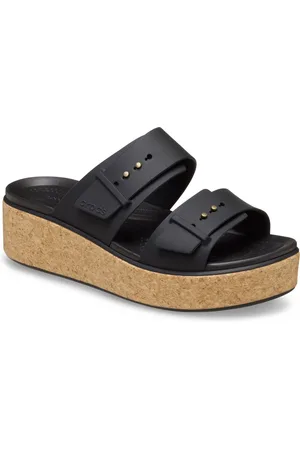 Crocs Brooklyn Cork Buckle Keilpantolette, Keilsandale, Plateausandale mit LiteRide™ Schaumfußbett