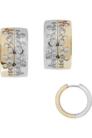 Firetti Paar Creolen Schmuck Geschenk Silber 925 Bicolor, Made in Germany - mit Zirkonia (synth)