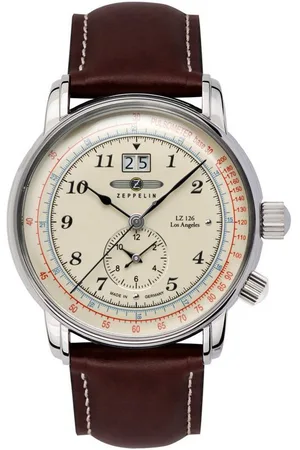 Zeppelin Quarzuhr LZ 126 Los Angeles Big Date 8644-5, Armbanduhr, Herrenuhr, Datum, Lederarmband, Made in Germany
