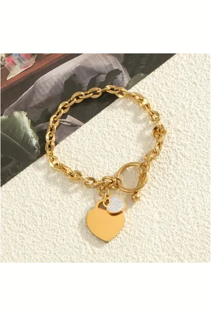 Karma Edelstahlarmband Armband Charms Herzen Zirkonia Kristalle Edelstahl Gold Silber Damen (Charmarmband, Damenschmuck modern), Damenarmband Edelstahlarmband Kristallarmband - Verkäufer: Sanixa