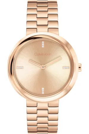 Calvin Klein Quarzuhr Twisted Bezel 25100095, Armbanduhr, Damenuhr, Edelstahlarmband, analog, Glassteine
