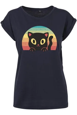 Youth Designz Print-Shirt "Retro Black Cat" Damen T-Shirt als Statement / Geschenk Frauen Motiv mit stylischen Retro Regenbogen Aufdruck - Verkäufer: EmDa Trading GmbH