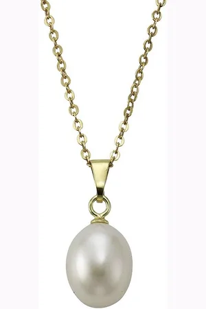 ELLEN K. Kette mit Anhänger Gold 333 mit Perle weiß 8-9mm