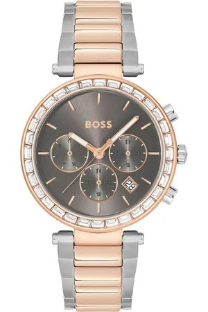 HUGO BOSS Multifunktionsuhr ANDRA 1502690, Quarzuhr, Damenuhr, Armbanduhr, Glaskristalle, Edelstahlarmband