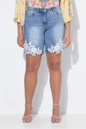 Miamoda Regular-fit-Jeans Jeans-Shorts gerade Spitze am Saum - Verkäufer: Popken Fashion Group