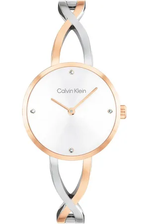 Calvin Klein Quarzuhr Sculpted Embrace 25100060, Armbanduhr, Damenuhr, Edelstahlarmband, analog, Glassteine