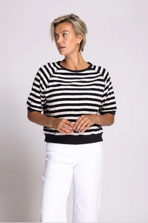 Zhrill Kurzarmshirt INGE Frottee-Optik mit Streifen