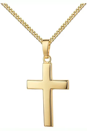 JEVELION Kreuzkette Kleiner Kreuzanhänger 750 Gold - Made in Germany (Goldkreuz, für Damen und Mädchen), Mit Kette vergoldet- Länge wählbar 36 - 70 cm oder ohne Kette. - Verkäufer: