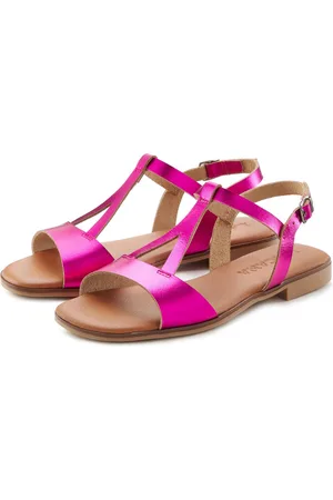 Lascana Sommerschuh Sandale aus Leder im Metallic-Look, Sandalette, Sommerschuh
