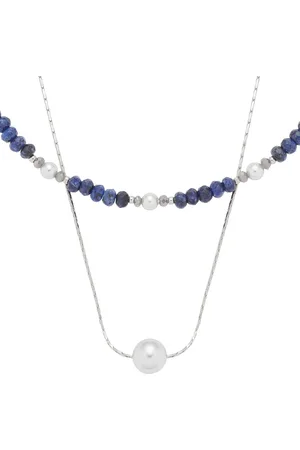 Leonardo Kette mit Anhänger Halskette Anjana, 024311, mit Sodalith - mit Glasperle, Perle (imitiert)