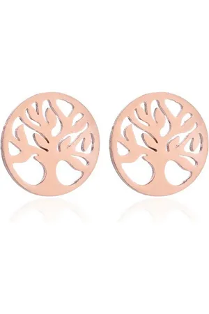 Karma Paar Ohrstecker Lebensbaum Roségold Schwarz Silber oder Gold 1 cm rund Damenohrstecker (Lebensbaumohrstecker Ohrringe Damenschmuck, Einfarbig Ohrsteckerset Ohrsteckerpaar), Edelstahlohrstecker modern verschiedene Farben - Verkäufer: Sanixa