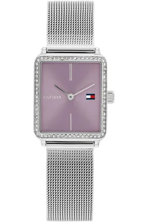 Tommy Hilfiger Quarzuhr Tea Tank 1782790, Armbanduhr, Damenuhr, Edelstahlarmband, analog, Glassteine
