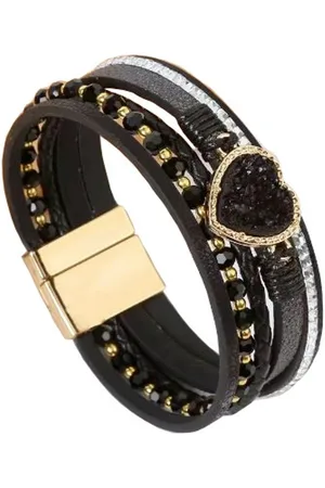 Karma Lederarmband Damenarmband mit Herz Wickelarmband Magnetverschluss, Damenschmuck Edelstahl Armband Gold - Verkäufer: Sanixa