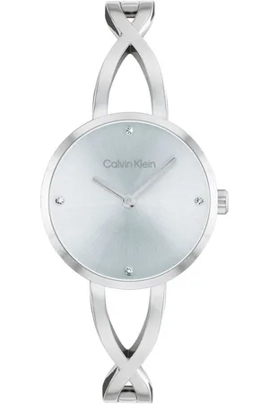 Calvin Klein Quarzuhr Sculpted Embrace 25100058, Armbanduhr, Damenuhr, Edelstahlarmband, analog, Glassteine