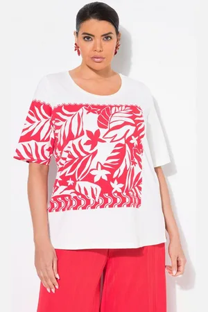 Ulla Popken T-Shirt T-Shirt Blätter Classic Rundhals Halbarm - Verkäufer: Popken Fashion Group