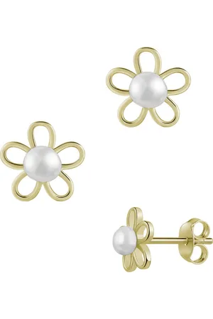 Firetti Paar Ohrstecker Schmuck Geschenk Silber 925 Ohrschmuck Ohrringe Blume, Made in Germany - mit Süßwasserzuchtperle