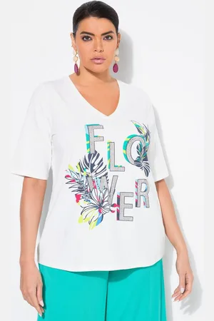 Ulla Popken T-Shirt T-Shirt Flower Classic V-Ausschnitt Halbarm - Verkäufer: Popken Fashion Group