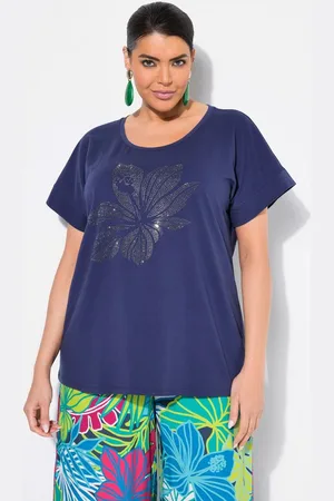 Ulla Popken T-Shirt T-Shirt Blüte oversized Rundhals Halbarm - Verkäufer: Popken Fashion Group