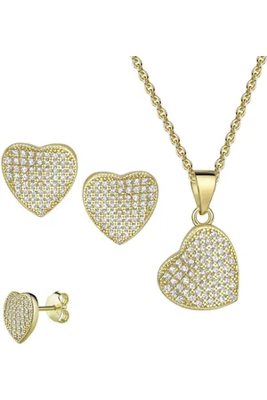 Firetti Ohrring und Ketten Set Multipack Schmuck Geschenk Silber 925 Ohrstecker Halskette Herz (Set, 4-tlg), Made in Germany - mit Zirkonia (synth)