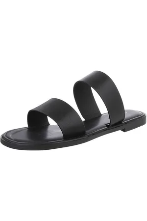Ital-Design Schlichte schwarze Sandalen aus Leder für Damen Pantolette (89372811) Blockabsatz Pantoletten in - Verkäufer: