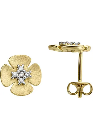Firetti Paar Ohrstecker Schmuck Geschenk Gold 333 Ohrschmuck Ohrringe Blume / floral, mit Zirkonia (synth)