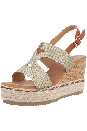 Ital-Design Modische Espadrilles mit Keilabsatz für Damen Plateausandaletten (89372815) Keilabsatz/Wedge Keilsandaletten in Gold - Verkäufer: