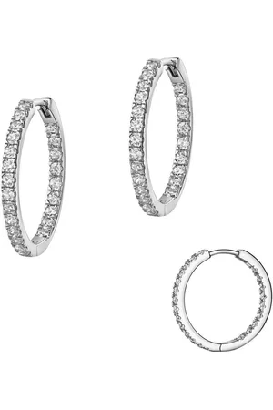 Firetti Paar Creolen Schmuck Geschenk Silber 925 Ohrschmuck Ohrringe, Made in Germany - mit Zirkonia (synth)