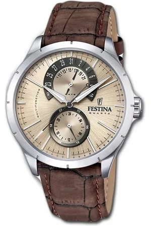 Festina Multifunktionsuhr Leder Herrenuhr Quarz, (Multifunktionsuhr), Herrenuhr Lederarmband , rund, extra groß (ca. 46mm) - Verkäufer: Fit4Style Silberschmuck - IMPPAC
