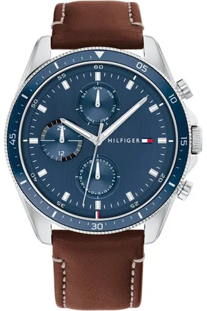 Tommy Hilfiger Multifunktionsuhr PARKER 1791837, Quarzuhr, Armbanduhr, Herrenuhr, Datum, Lederarmband