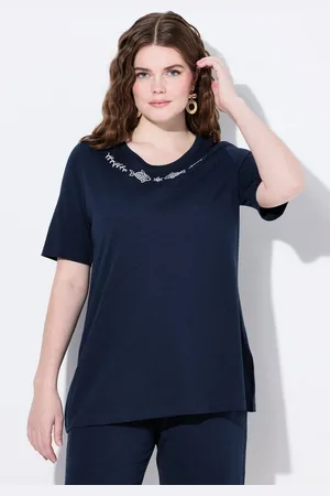 Ulla Popken T-Shirt T-Shirt Stickerei Rundhals Halbarm Biobaumwolle - Verkäufer: Popken Fashion Group