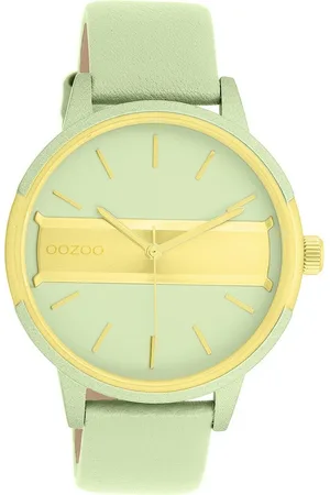 Oozoo Quarzuhr Damen Armbanduhr hellgrün Analog, (Analoguhr), Damenuhr rund, groß (ca. 42mm) Lederarmband, Casual-Style - Verkäufer: Fit4Style Silberschmuck - IMPPAC
