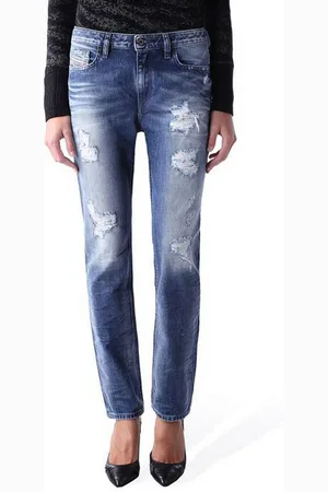 Diesel Straight-Jeans Rizzo 0848I Destroyed Damen Jeans Hose Slim Straight - Verkäufer: fashion4smile
