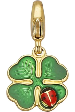 Firetti Charm-Einhänger Schmuck Geschenk Gold 375 Anhänger Charms Kleeblatt Marienkäfer, mit Lack