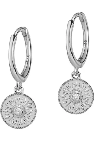 Firetti Paar Creolen Schmuck Geschenk Silber 925 Ohrschmuck Ohrringe Sonne, Made in Germany - mit Zirkonia (synth)