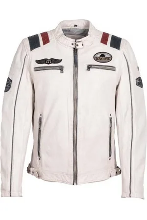 Mauritius Lederjacke MMFurious Men Racer mit kontrastfarbenen Details, Badges, Reißverschlüsse, Stehkragen - Verkäufer: P-Graph GmbH Mode & mehr