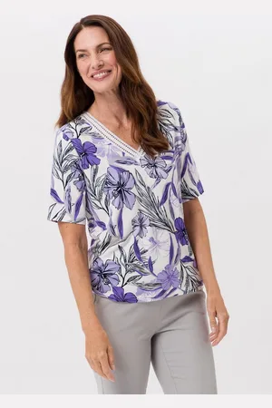Frank Walder Kurzarmshirt mit femininer Hohlsaumborte - Verkäufer: Held Fashion Retail