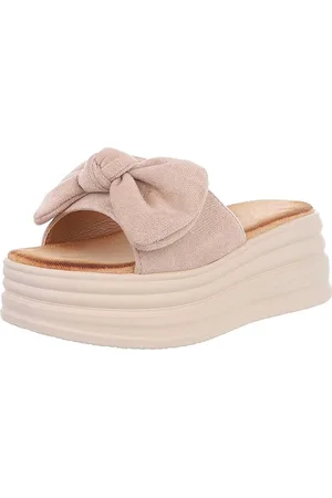 Ital-Design Beige Plateau-Sandalen mit Schleife für Damen Plateausandaletten (89372528) Keilabsatz/Wedge Keilsandaletten in Hellbraun - Verkäufer:
