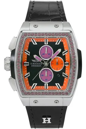 Hämmer Chronograph LILOU, T-005, Quarzuhr, Armbanduhr, Damenuhr, Lederarmband, verschraubte Krone, Tag