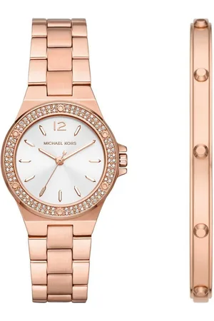 Michael Kors Quarzuhr LENNOX MK1073SET, (Set, 2-tlg., mit passendem Armschmuck), Armbanduhr, Damenuhr, ideal auch als Geschenk, Edelstahlarmband