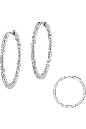 Firetti Paar Creolen Schmuck Geschenk Silber 925 Ohrschmuck Ohrringe, Made in Germany - mit Zirkonia (synth)