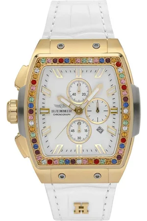 Hämmer Chronograph ESTELLE, T-003, Quarzuhr, Armbanduhr, Damenuhr, Lederarmband, verschraubte Krone, Tag