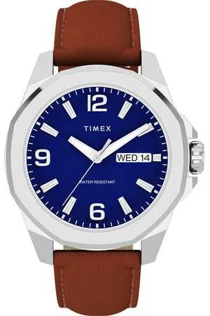 Timex Quarzuhr ESSEX TW2W92800AJ, Armbanduhr, Herrenuhr,Lederarmband,Datum, Leuchtzeiger