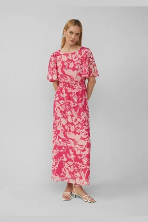 QS by s.Oliver Maxikleid Maxikleid aus Chiffon mit Print Smok-Detail - Verkäufer: s.Oliver