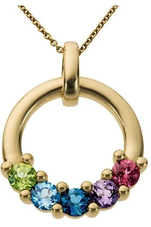 Firetti Kettenanhänger Schmuck Geschenk Gold 333 Halsschmuck Anhänger für Halskette Peridot, mit Amethyst, Blautopas, Peridot, Rhodolith
