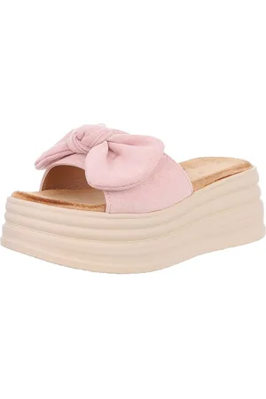 Ital-Design Beige Plateau-Sandalen mit Schleife für Damen Plateausandaletten (89372520) Keilabsatz/Wedge Keilsandaletten in Hellrosa - Verkäufer: