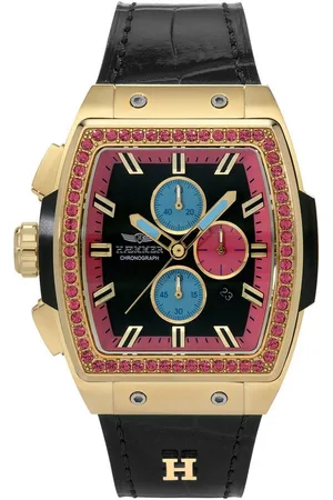 Hämmer Chronograph MILOU, T-001, Quarzuhr, Armbanduhr, Damenuhr, Lederarmband, verschraubte Krone, Tag