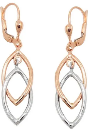 GALLAY Paar Ohrhänger Ohrhänger Ohrringe 43x10mm 2 Ovale bicolor mit Weißgold 9Kt Rotgold (1-tlg) - Verkäufer: Cats Collection