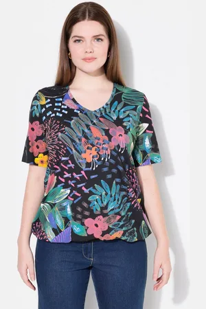 Ulla Popken T-Shirt T-Shirt Gummisaum V-Ausschnitt Halbarm - Verkäufer: Popken Fashion Group